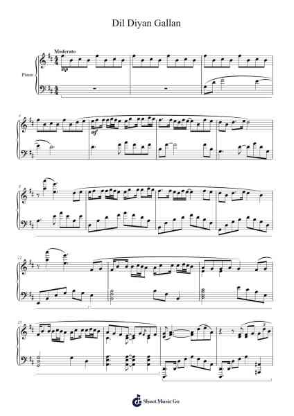 Dil Diyan Gallan Sheet Music by Atif Aslam/Vishal-Shekhar-Arr.Oisenrob Clyger