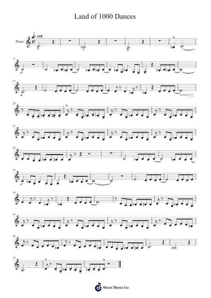 Land of 1000 Dances Sheet Music by Wilson Pickett-Arr.Cookeda