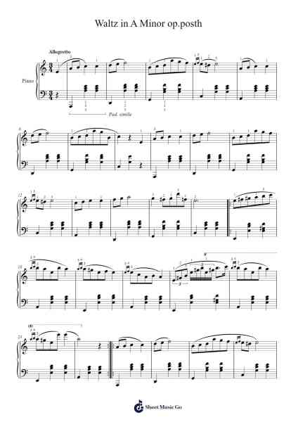 Waltz in A Minor, B. 150, Op. posth. Sheet Music by Jillpeg-Arr.Joedrich