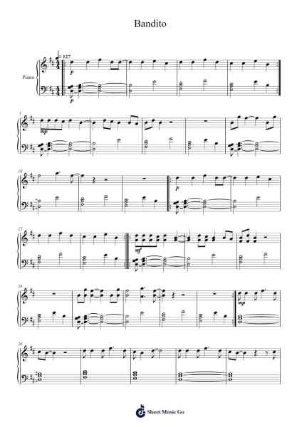 Bandito Sheet Music by Twenty One Pilots-Arr.Hudfitch Terleign