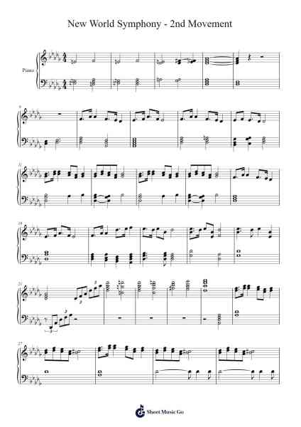 New World Symphony - 2nd Movement Sheet Music by Anton Dvorák-Arr.Megreau Readeries
