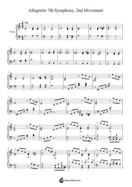 Symphony No. 7 in A Major, Op. 92: II. Allegretto (Variations on the Theme) Sheet Music by Ludwig van Beethoven-Arr.Lencher Jameswyatt