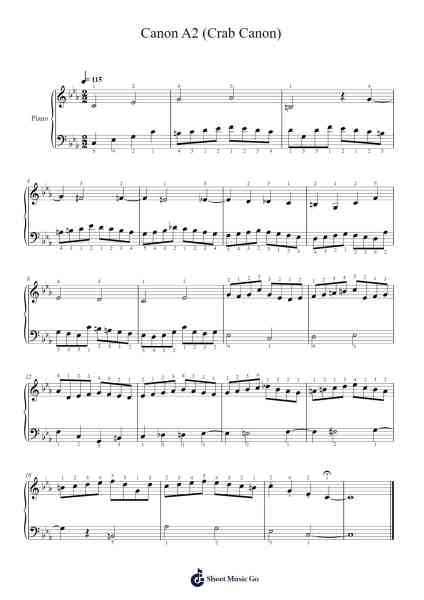 Canon A2 (Crab Canon) from Musical Offering for Piano Solo Sheet Music by Johann Sebastian Bach-Arr.Feltrid