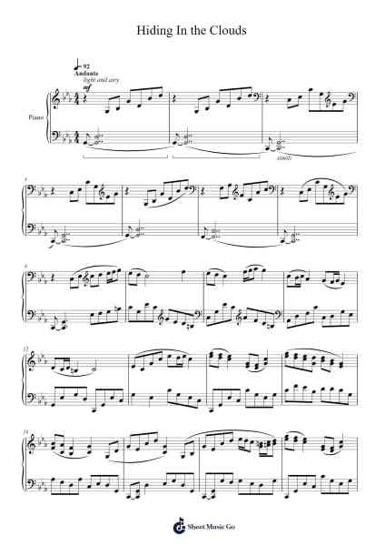 Hiding In the Clouds Sheet Music by Daniel Amick-Arr.Gracejosh