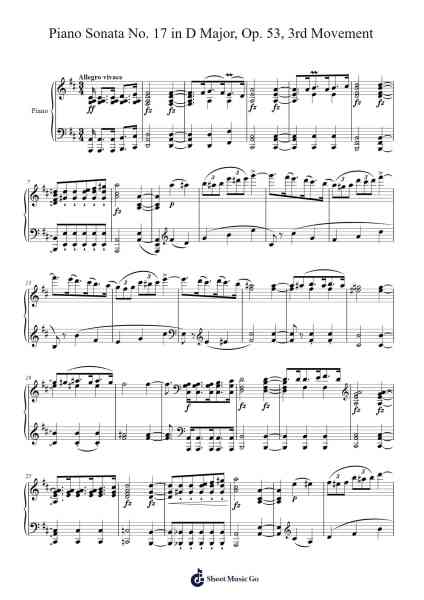 Piano Sonata No. 17 in D Major, D. 850: III. Allegretto Sheet Music by Vincent-Arr.Poundnions