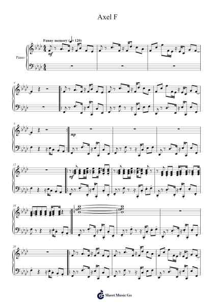 Axel F Sheet Music by Harold Faltermeyer-Arr.Hilye