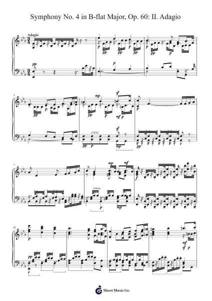 Symphony No. 4 in B-flat Major, Op. 60: II. Adagio Sheet Music by Ludwig van Beethoven-Arr.Arquinn