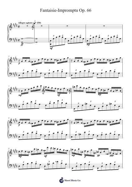 Fantaisie-Impromptu in C-sharp Minor, Op. 66 Sheet Music by Frédéric Chopin-Arr.Mauddam Linddice