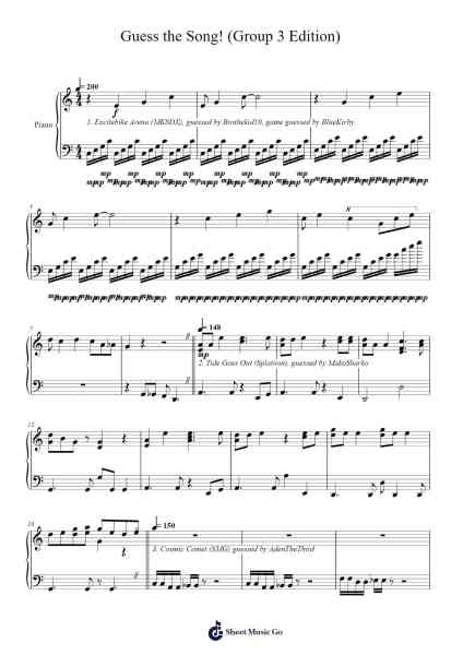 Guess the Song! (Group 3 Edition) Sheet Music by undefined-Arr.Beague Kinglor