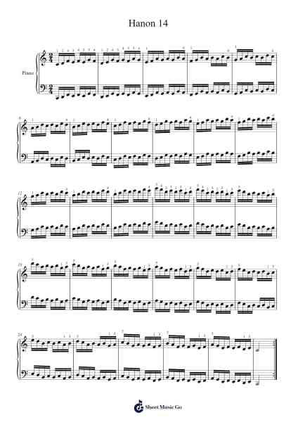 Hanon 14 Sheet Music by undefined-Arr.Tedget Milrol
