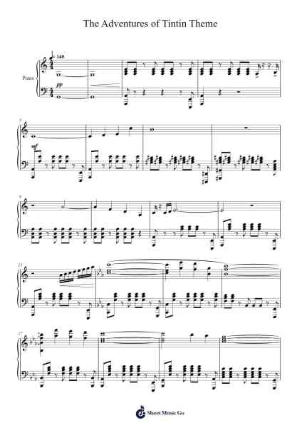 The Adventures of Tintin Theme Sheet Music by undefined-Arr.Priestwylde Backcah