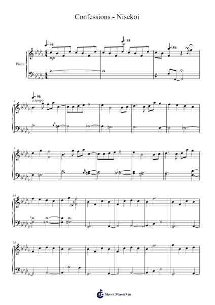 Confessions - Nisekoi Sheet Music by Satoru Kōsaki-Arr.Snowno