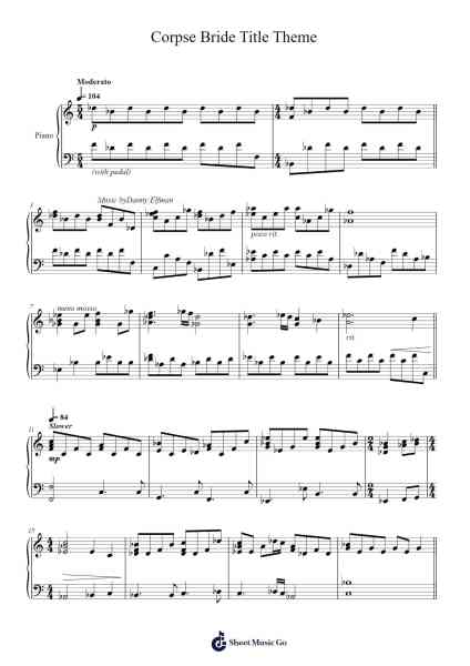 Corpse Bride Title Theme Sheet Music by Danny Elfman-Arr.Dempbeau Leighstone