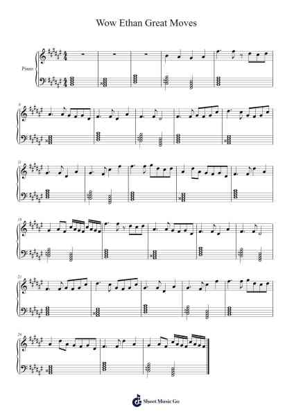 Wow Ethan Great Moves Sheet Music by Echorobot-Arr.Pearghes Feltle