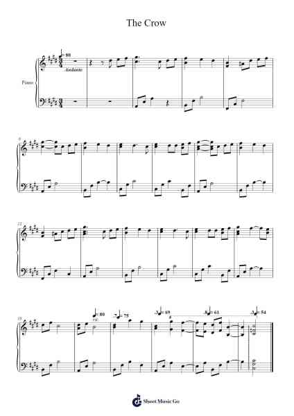 The Crow Sheet Music by Graeme Revell-Arr.Springqe