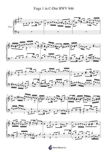 Fuga in C Major, BWV 846 Sheet Music by Johann Sebastian Bach-Arr.Mccan