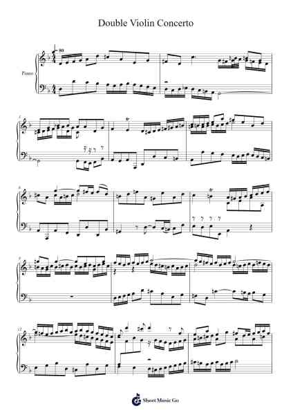 Double Violin Concerto Sheet Music by Johann Sebastian Bach-Arr.Kingsmiah Burnekyle