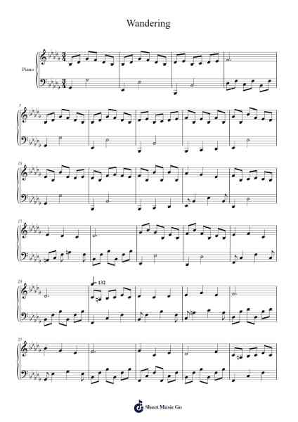 Wandering Sheet Music by Kentley-Arr.Ausdam Pukin