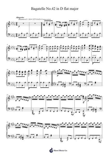 Bagatelle No.42 in D flat major Sheet Music by undefined-Arr.Quintrid
