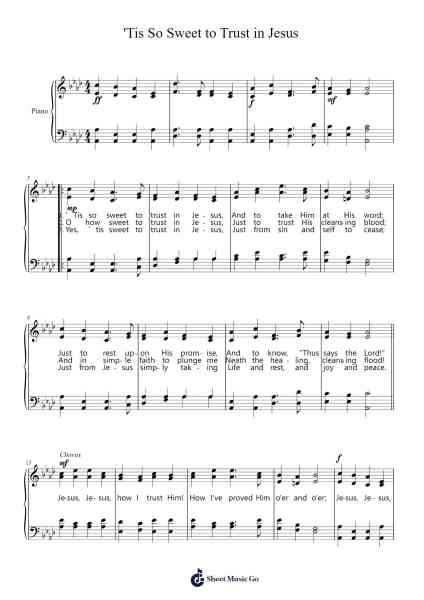 'Tis So Sweet to Trust in Jesus Sheet Music by William J. Kirkpatrick-Arr.Wershop Keyburns