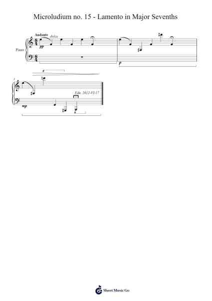 Microludium no. 15 - Lamento in major sevenths Sheet Music by Jan-Willem van Ree-Arr.Gailmand