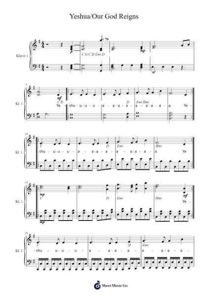 Yeshua/Our God Reigns Sheet Music by Jesus Image-Arr.Dwightbright