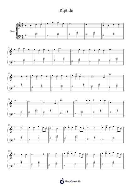 Riptide Sheet Music by Vance Joy-Arr.Maudky Clairebey