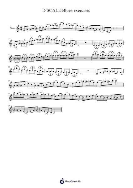 D SCALE Blues exercises Sheet Music by Latnic-Arr.Nanholt Walkchi