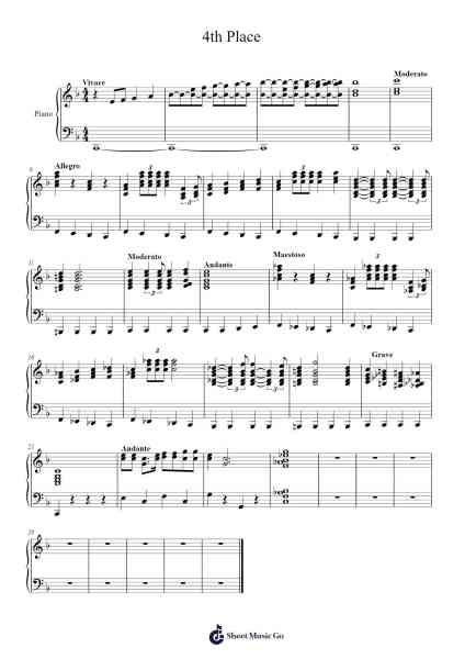 4th Place Sheet Music by Koji Kondo-Arr.Wanje Phoefra