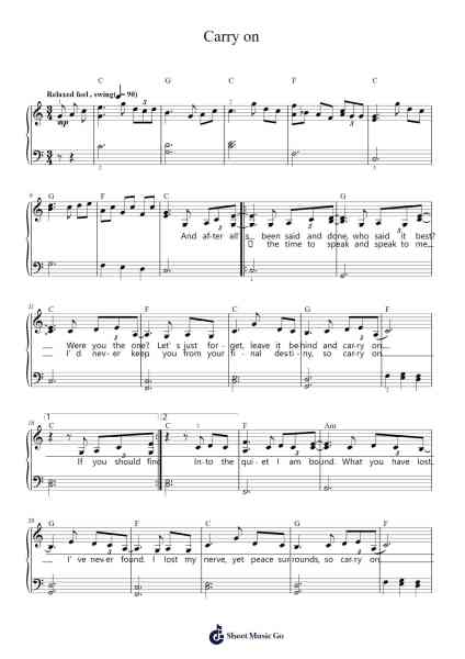 Carry on Sheet Music by Norah Jones-Arr.Bairddict Sasback