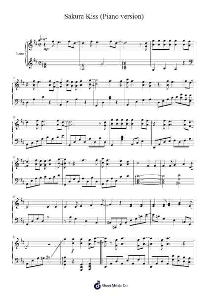 Sakura Kiss (Piano version) Sheet Music by 平野義久-Arr.Jefgiles Greren