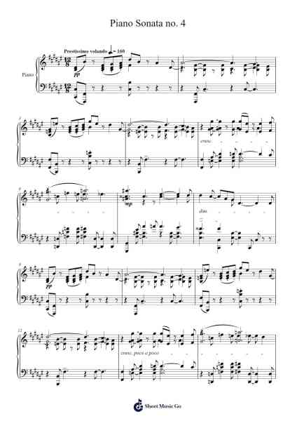 Piano Sonata No. 4 in F♯ Major, Op. 30: II Sheet Music by Alexander Scriabin-Arr.Joypoe Willze