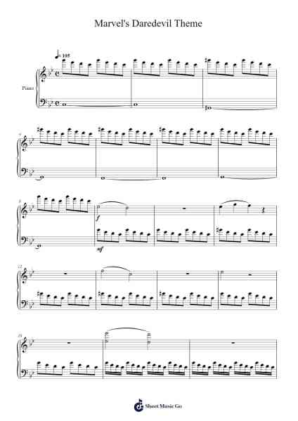 Marvel's Daredevil Theme Sheet Music by John Paesano-Arr.O'Cady Bobde
