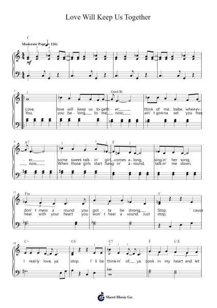Love Will Keep Us Together Sheet Music by Captain & Tennille-Arr.Pullamb