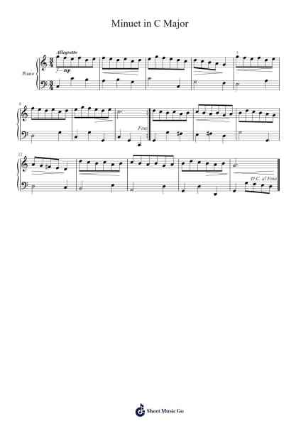 Minuet in C Major Musica per pianoforte di Jean-Philippe Rameau - Arr.Boylerod