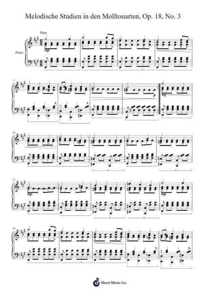 Melodische Studien in den Molltonarten, Op. 18, No. 3 Sheet Music by Snowlie Lauruth-Arr.Shacus Gisstan