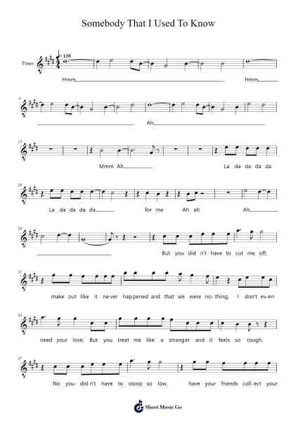 Somebody That I Used To Know Sheet Music by Gotye-Arr.Manssaul Dexy