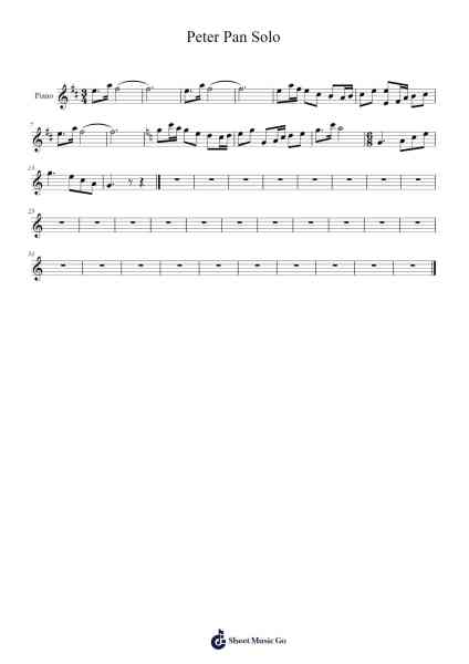 Peter Pan Solo Sheet Music by undefined-Arr.Rooven