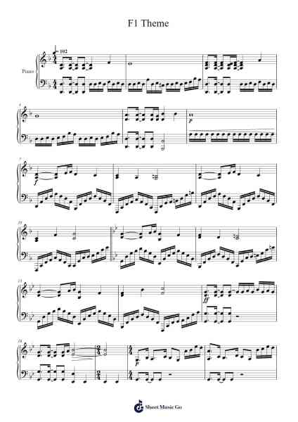 F1 Theme Sheet Music by Kemag Beerdra-Arr.Perrusk