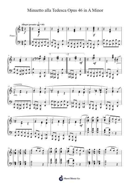 Minuetto alla Tedesca Opus 46 in A Minor Sheet Music by Charles-Valentin Alkan-Arr.Lamguy Nica