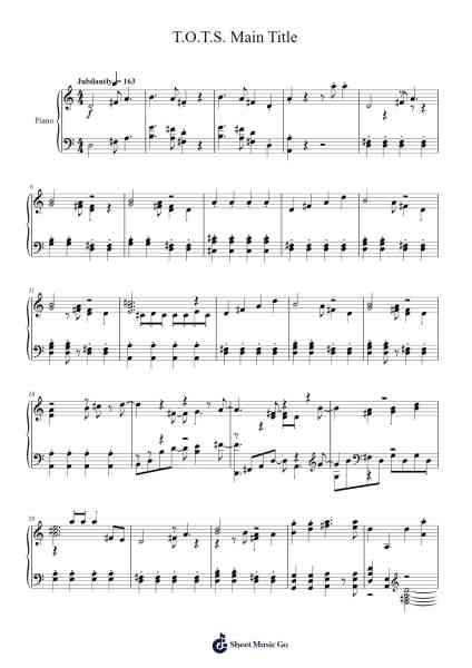 T.O.T.S. Main Title Sheet Music by Rob Cantor-Arr.Lizbill