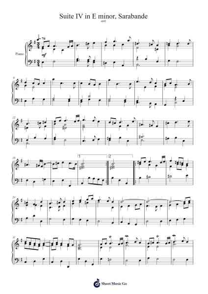 Suite IV in E Minor, HWV 429: Sarabande Sheet Music by George Frideric Handel-Arr.Mollries