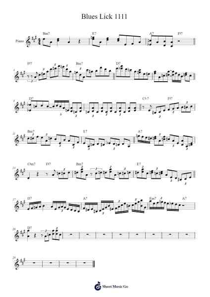 Blues Lick 1111 Sheet Music by undefined-Arr.Jannuel Graceche