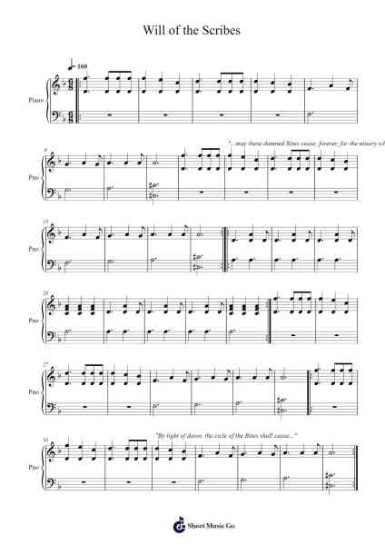 Will of the Scribes Sheet Music by Darren Korb-Arr.Gasper Inlot