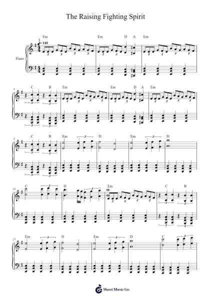 The Raising Fighting Spirit Sheet Music by Toshio Masuda-Arr.Trelyn
