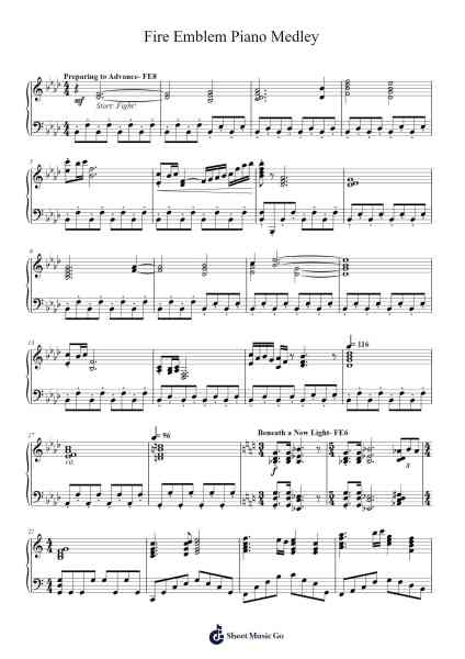 Fire Emblem Piano Medley Sheet Music by undefined-Arr.Royps