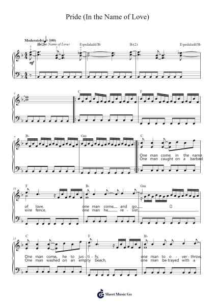 Pride (In the Name of Love) Sheet Music by U2-Arr.Dawnbian Sherqe