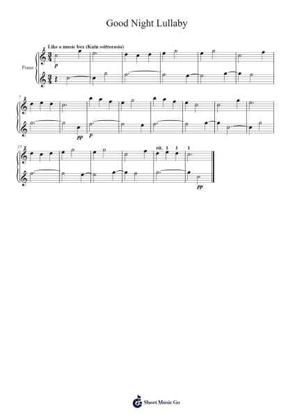 Good Night Lullaby Sheet Music by Tuukka Jokilehto-Arr.Gregdi