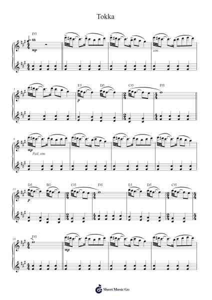Tokka Sheet Music by Agnes Obel-Arr.Shirdel