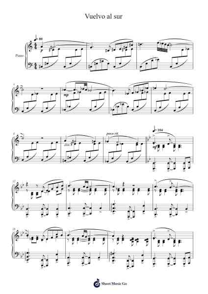 Vuelvo al sur Sheet Music by Astor Piazzolla-Arr.Cyncer Raeh